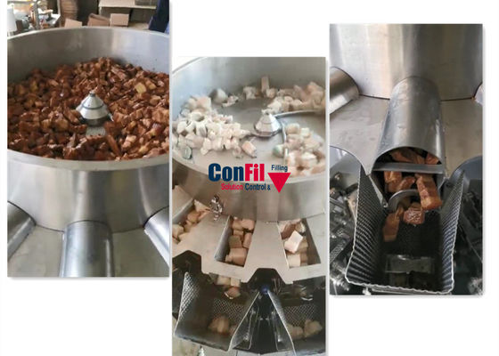 Weigher Multihead ζυγίζοντας μηχανών Multihead για την αργή μαριναρισμένη χοιρινό κρέας μηχανή πλήρωσης τροφίμων με τον τροφοδότη βιδών