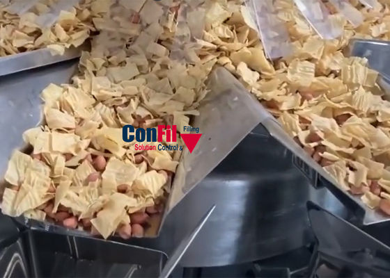 Weigher Multihead μηχανή συσκευασίας για το εξωθημένο σύστημα συσκευασίας υψηλής ταχύτητας πρόχειρων φαγητών καλαμποκιού Sanck